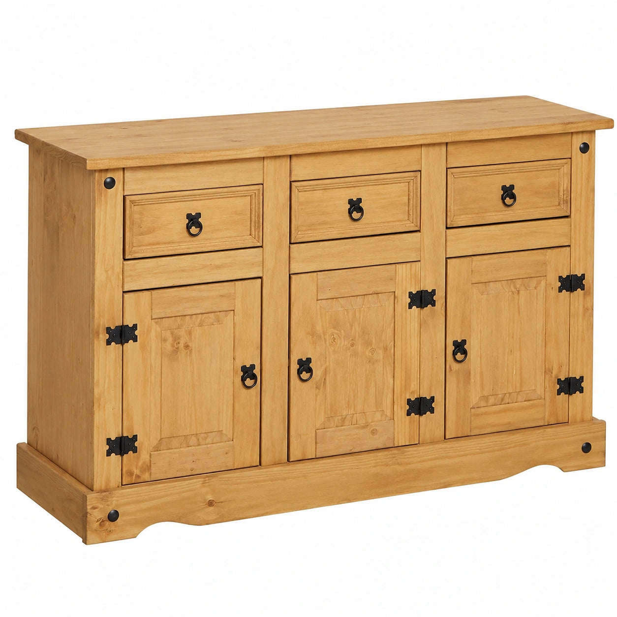 Buffet en bois style mexicain avec portes et tiroirs