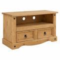 Meuble TV en Bois Style Mexicain avec Tiroirs et Niche