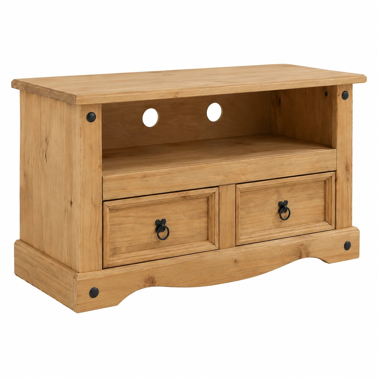 Meuble TV en Bois Style Mexicain avec Tiroirs et Niche