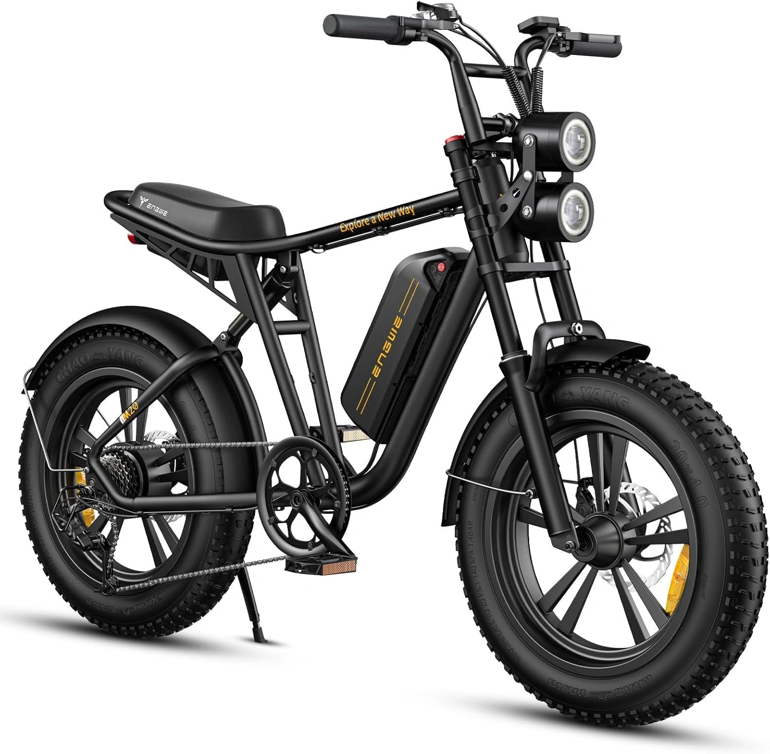 ENGWE E Bike Hommes Vélo électrique-Ebike avec Une Batterie/ 2 Batteries, E-Bike 20 * 4.0 Pouces Pneus Gras, Vélo électrique 7 Vitesses, M20/M1