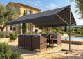 Store Banne Double Pente ISEO 4x3 m Manuel Gris Toile Waterproof 250 g/m², Structure autoportante 4 bras acier, hauteur 241 cm, pieds en croix