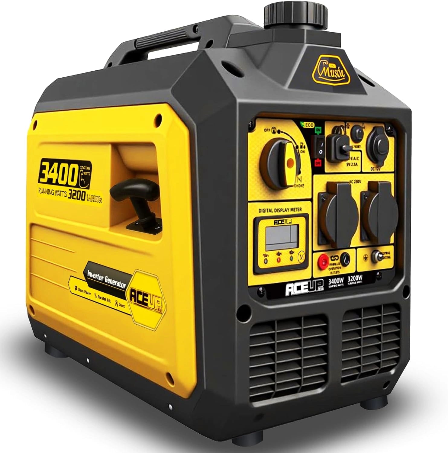 Aceup Energy 3400 W Groupe Electrogene Inverter Générateur à Essence Silencieux avec prises 230 V 12 V 5 V polyvalent pour la maison l'extérieur