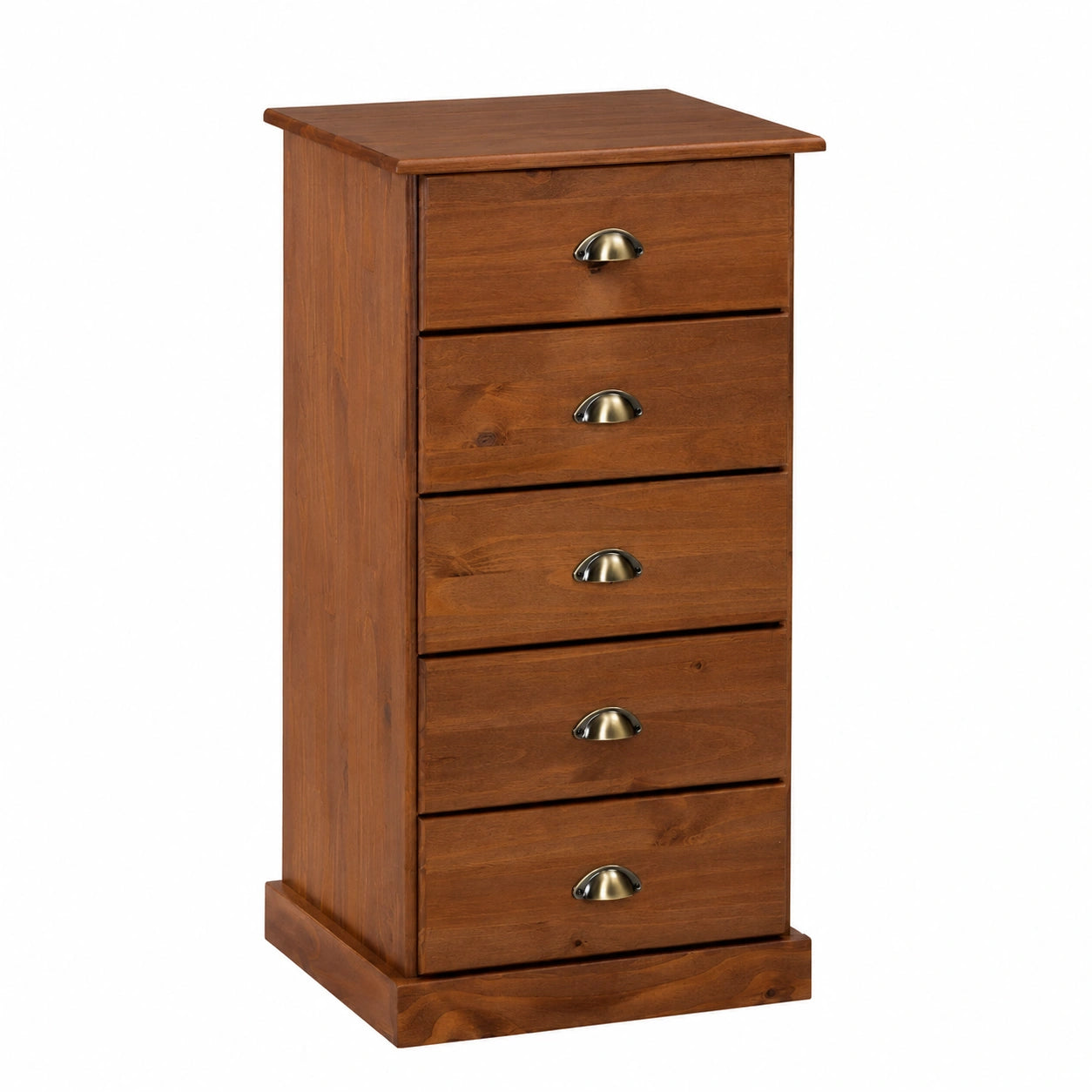 Chiffonnier en Bois Massif à 5 Tiroirs Brun Foncé