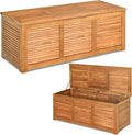 COSTWAY Coffre de Jardin Exterieur en Bois d'Acacia, Coffre de Rangement 178 L avec Couvercle Rabattable Charnière en Métal, 120 x 45 x 45 cm, Naturel