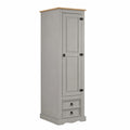 Armoire de Rangement en Pin Gris et Brun avec 7 Étagères et 2 Tiroirs