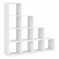 Bibliothèque à 10 Compartiments avec Étagère Escalier en Bois Blanc pour Salon ou Bureau
