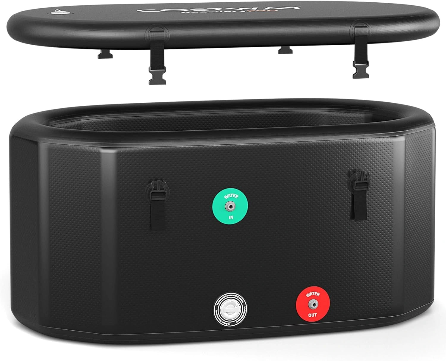 COSTWAY Baignoire à glace ovale XL de 500 litres avec couvercle, baignoire glacée portable d'extérieur avec sac à dos, pompe
