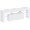Meuble TV LED avec Rangement en Verre pour Salon
