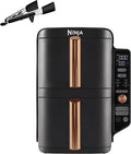 Ninja Double Stack XL Air Fryer, Noir/Cuivre, Friteuse sans huile Verticale SL400EUCP, 4 Niveaux de Cuisson, 2 Tiroirs, 2 Grilles, Capacité de 9, 5 L