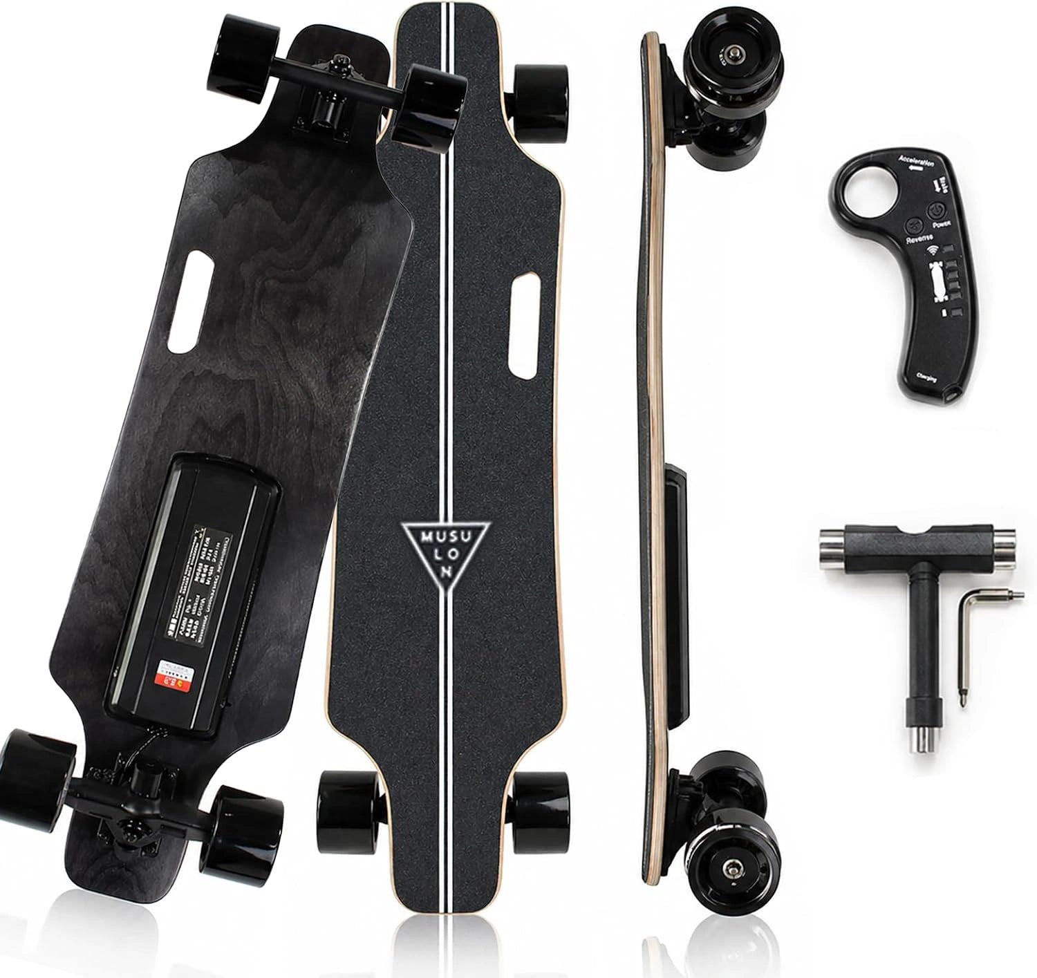 Longboard Électrique Portable avec Télécommande, 20 km/h Vitesse Max, pour la Ville 8km, Skate Électrique Léger