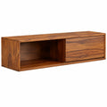 Meuble TV Suspendu en Bois Massif avec Rangement 108x25x34 cm