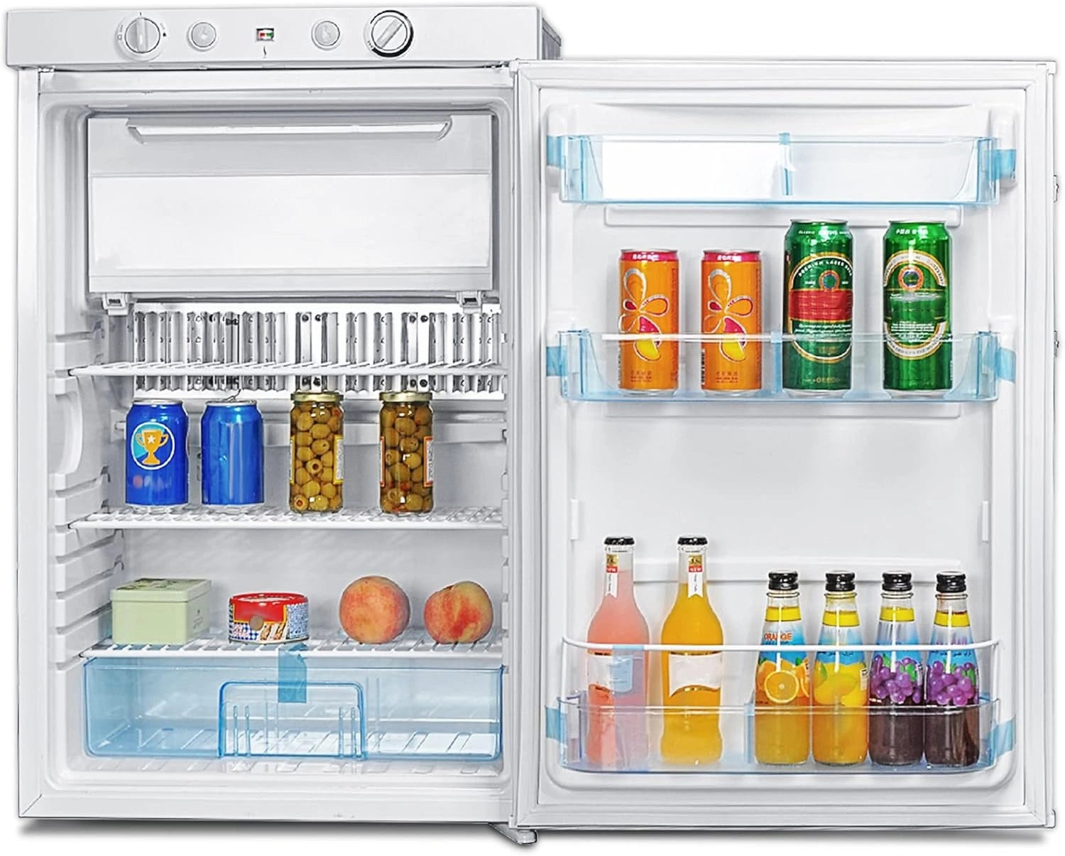 Smad Frigo Trimixte 12 V 220 V Gaz, Blanc, 100 L, Frigo Gaz Camping Car, Réfrigérateur Gaz avec Congélateur, pour Camping Car, Caravane, Cabanon