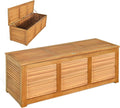 KOMFOTTEU Coffre Jardin Bois d'Acacia, Charge 150KG, 178 L, 120 x 45 x 45 cm, Barre de Support, Boîte de Jardin, Couvercle avec Anneau de Traction