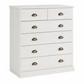 Commode en Bois Blanc avec 6 Tiroirs Style Campagne