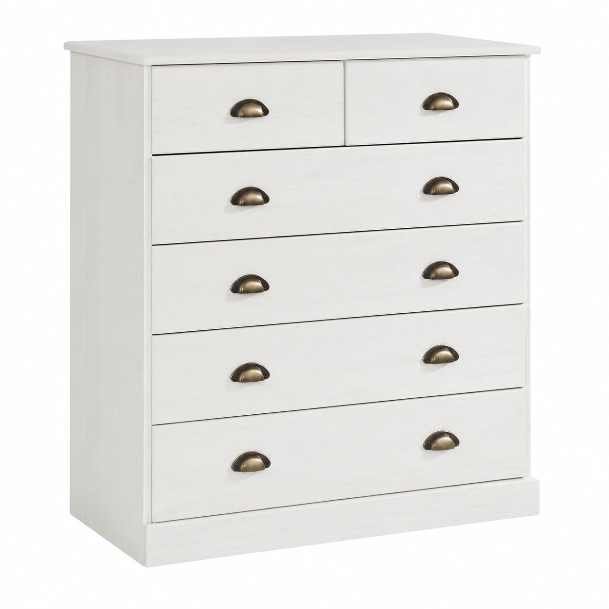 Commode en Bois Blanc avec 6 Tiroirs Style Campagne