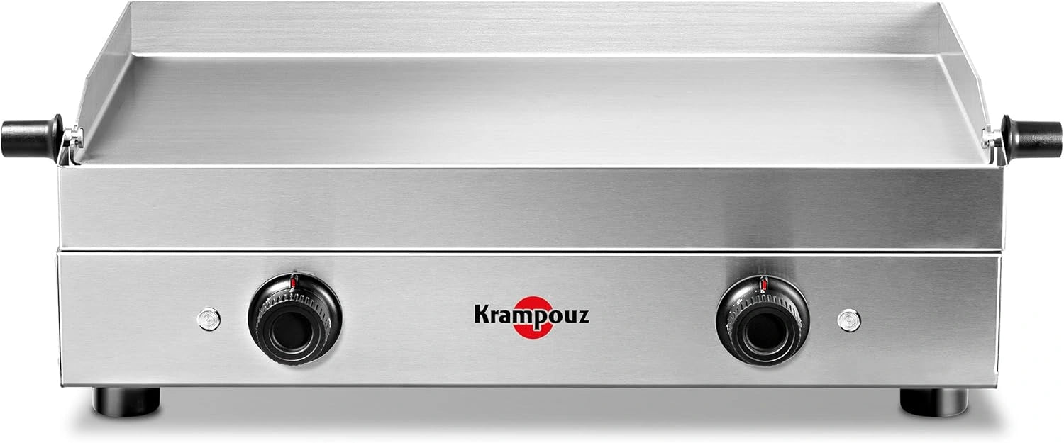 KRAMPOUZ Plancha Électrique SAVEUR - Plaque de Cuisson en Inox 64 x 33 cm - 3200 Watts - 2 Zones de Cuisson - 2 Thermostats jusqu'à 300 °C