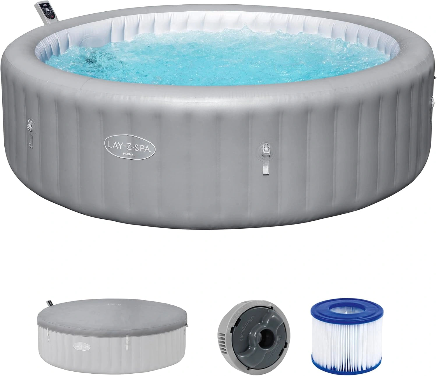 Bestway 93'x28'-2,36 mx71 cm Hawaii MaxHold EnergySense UltraFit Smart AirJet 8 Gris Rond