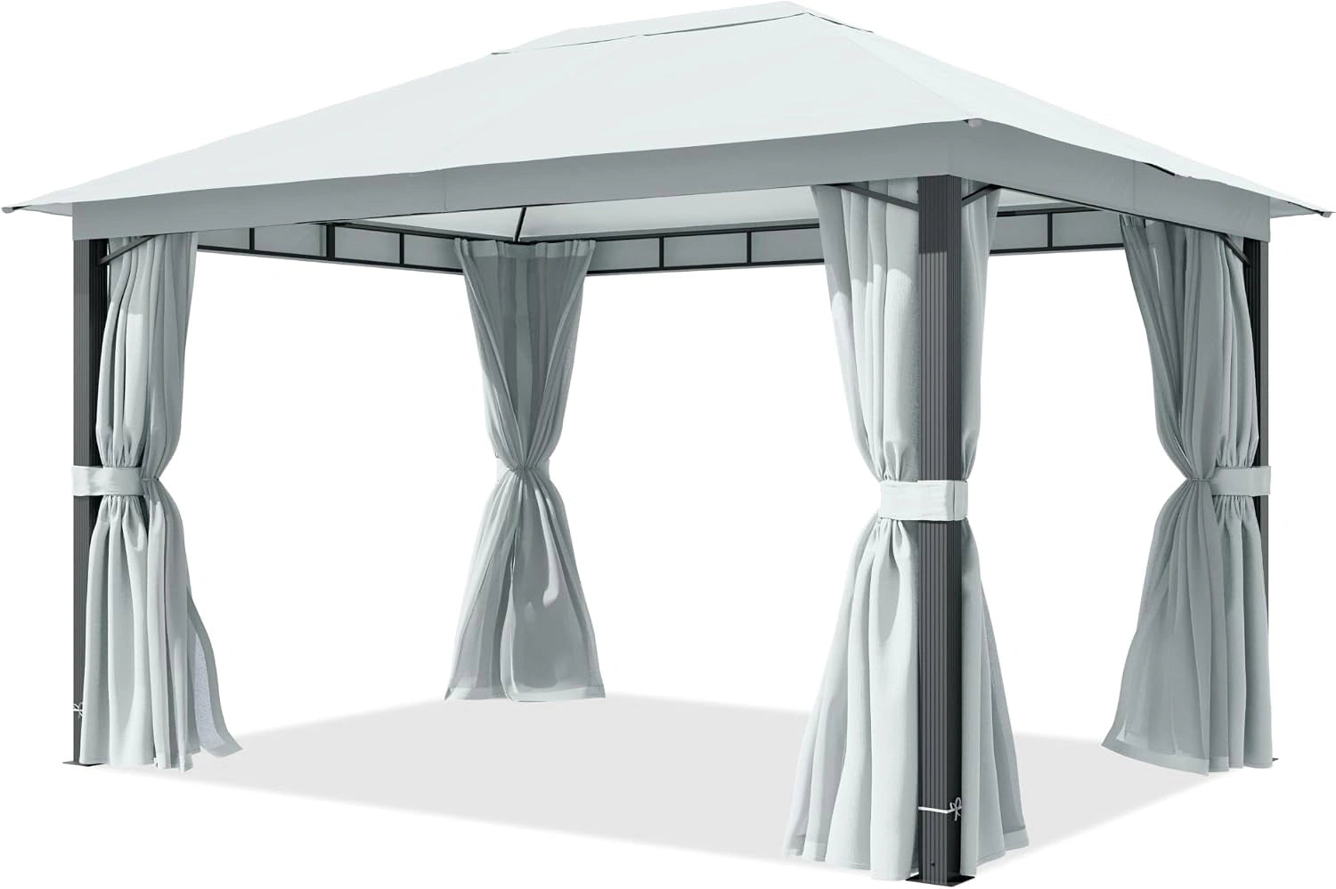 TOOLPORT Pavillon de Jardin 3x4 m, Toile de Toit 220 g/m² Gris, poteaux alu