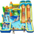 Château Gonflable avec Double Toboggan, Zone de Saut, Mur d'escalade, Réunions et Fêtes, Idéal pour Intérieur et Extérieur, Souffleur, Pataugeoire