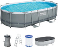 Bestway Steel Pro Max Kit Piscine Hors Sol - 488 cm x 305 cm x 107 cm - Gris, pompe, 949 L, 028 L
