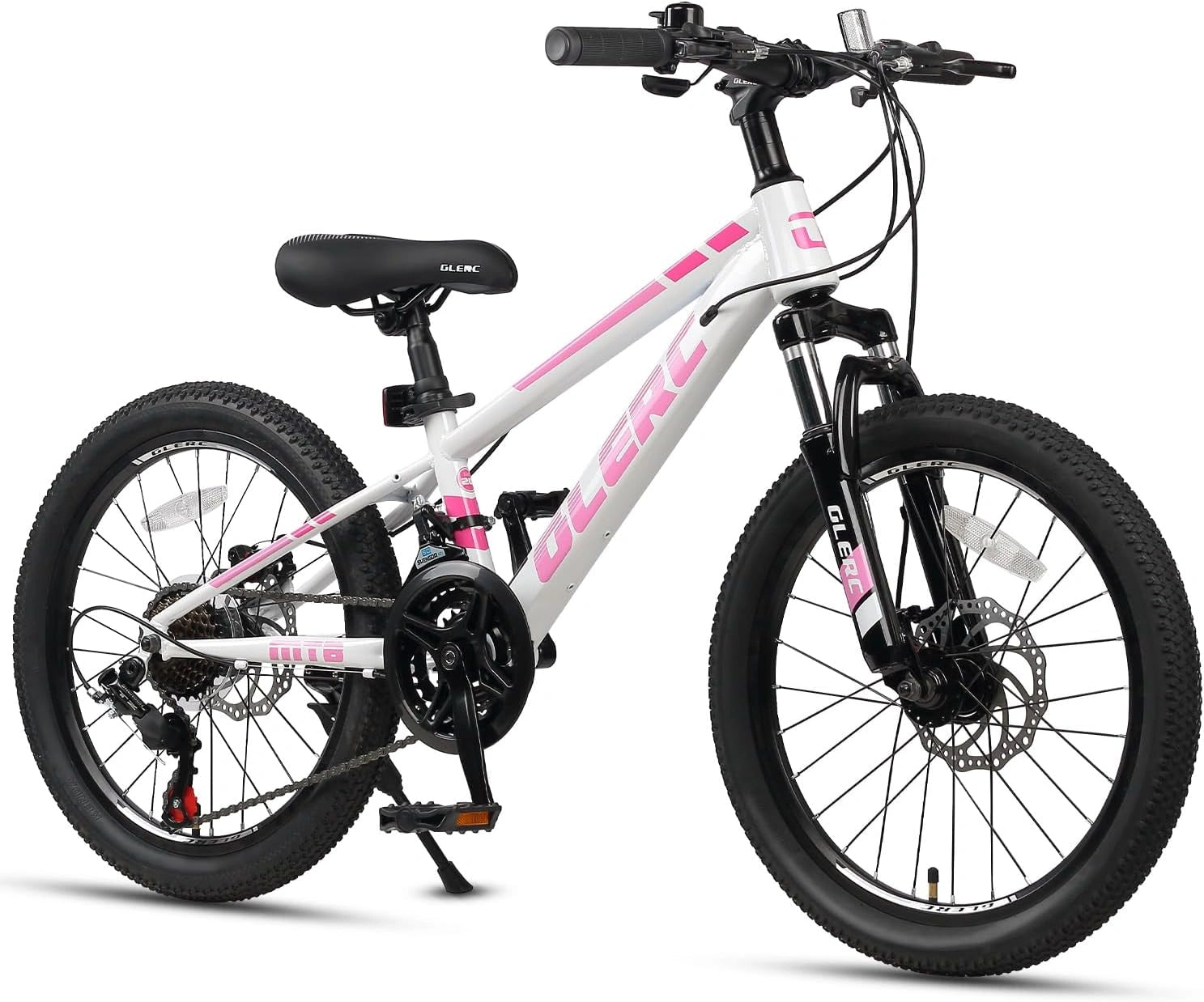 Glerc Skyline Vélo VTT Enfant 20 Et 24 Pouces pour Garçons Et Filles De 6 À 18 Ans, Vélo 21 Vitesses avec Suspension Avant Et Freins À Disque