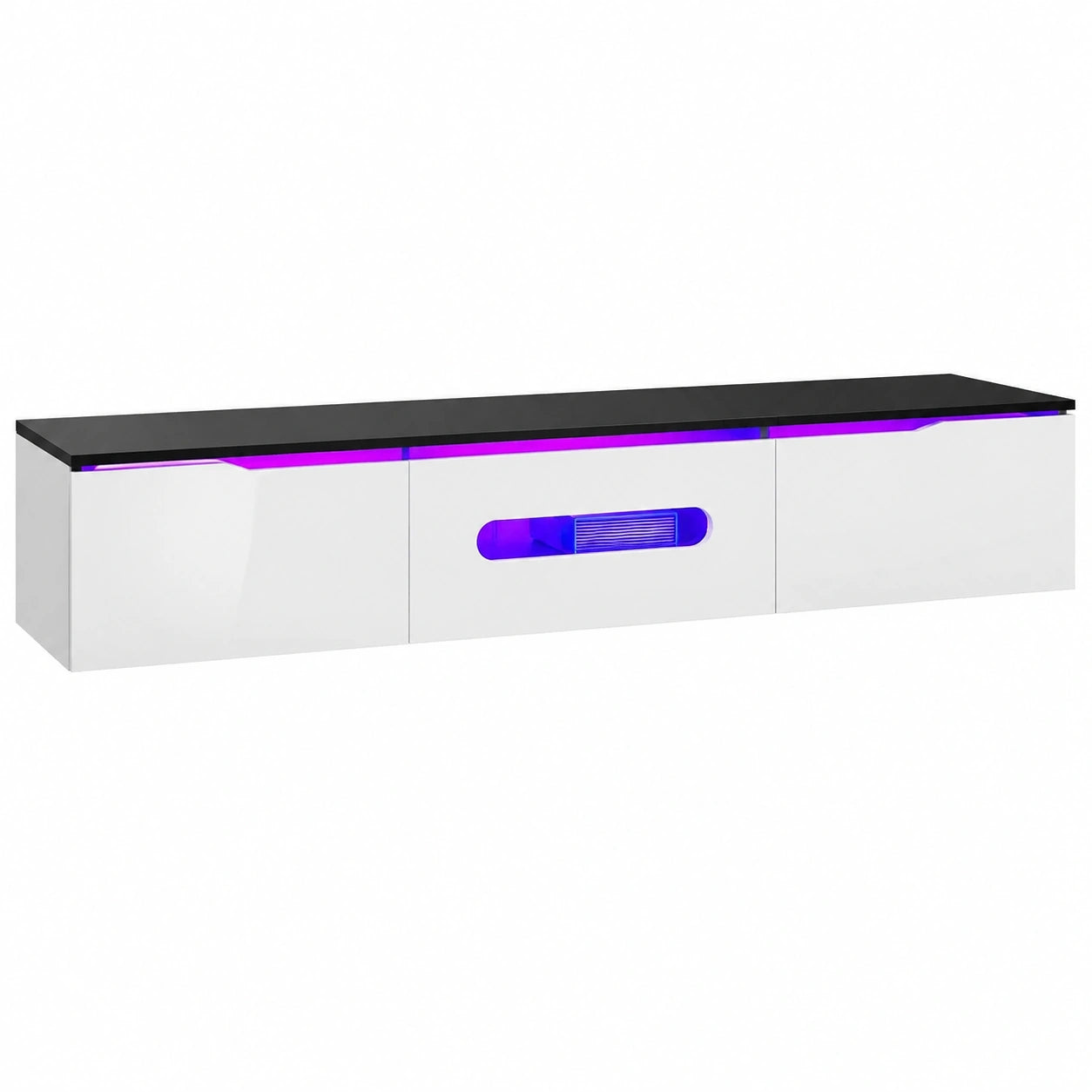 Meuble TV Moderne avec Éclairage LED et Rangement