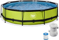 EXIT Toys Piscine Hors Sol Tubulaire Ronde ø 360 x 76 cm avec Pompe Filtrante, Vert, Certifiée TÜV CE en 16582, Structure Stable, pour Enfants, Lime