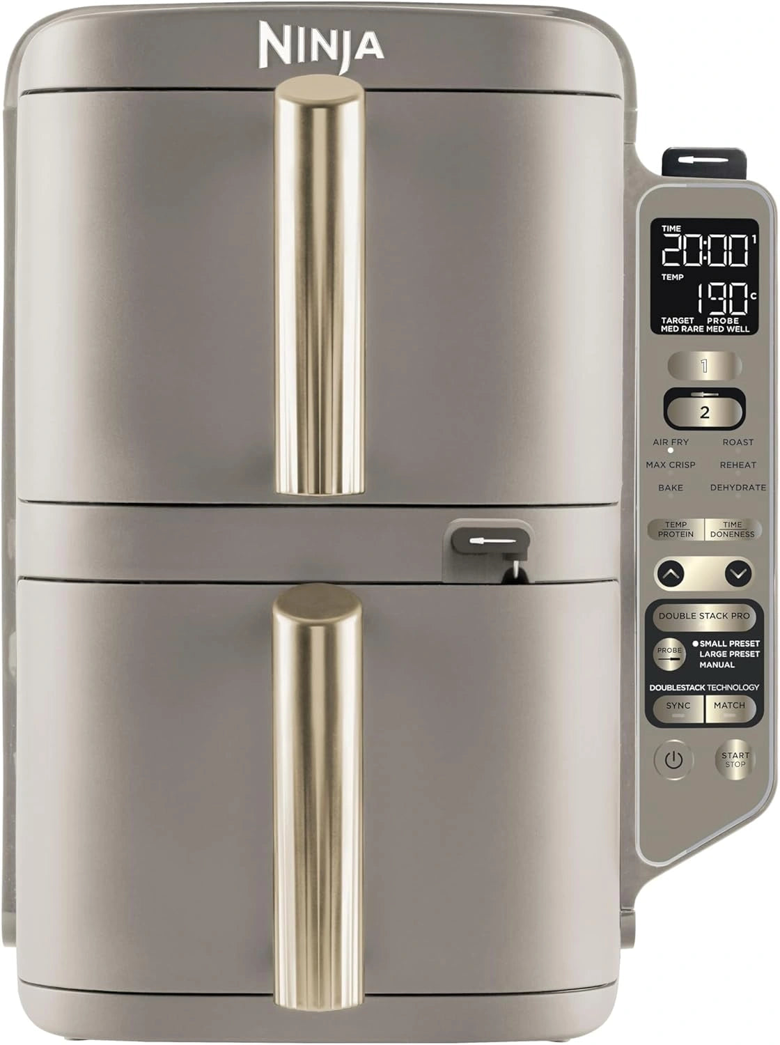 Ninja Double Stack XL avec thermosonde numérique, Air Fryer SL451EUSD, vertical à double tiroir avec 4 niveaux de cuisson, 2 grilles, 8 portions
