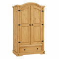 Armoire penderie avec étagère et tiroir en pin massif