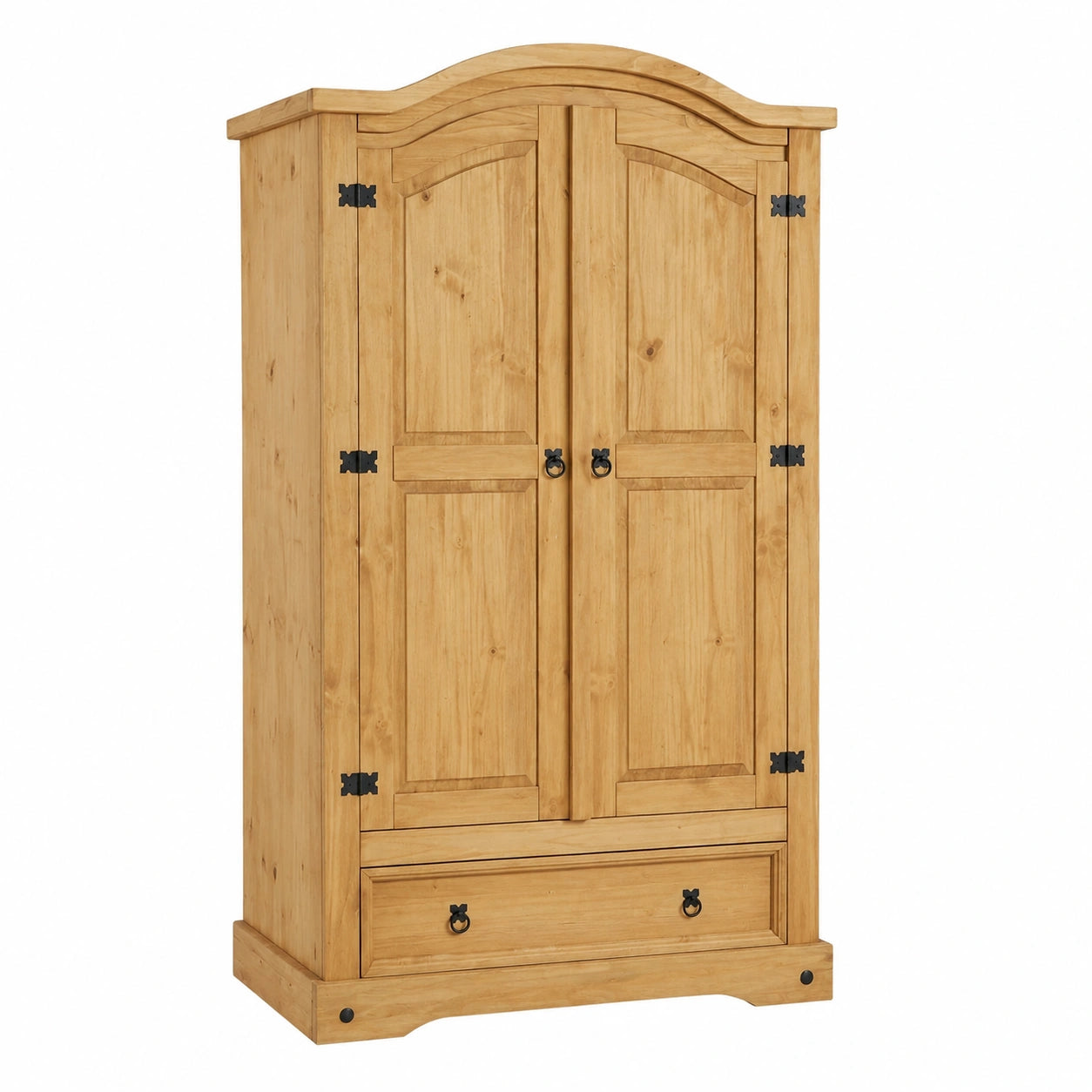 Armoire penderie avec étagère et tiroir en pin massif