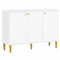 Buffet de Rangement avec Portes Sculptées et Étagères Réglables, Blanc