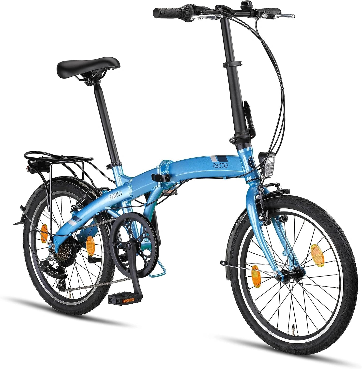 PACTO Vélo pliable de pour adulte - Cadre en aluminium de 27 cm - Roues en aluminium - 6 vitesses Shimano