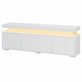 Meuble TV Contemporain avec Éclairage LED, Rangement Compact pour Télévision