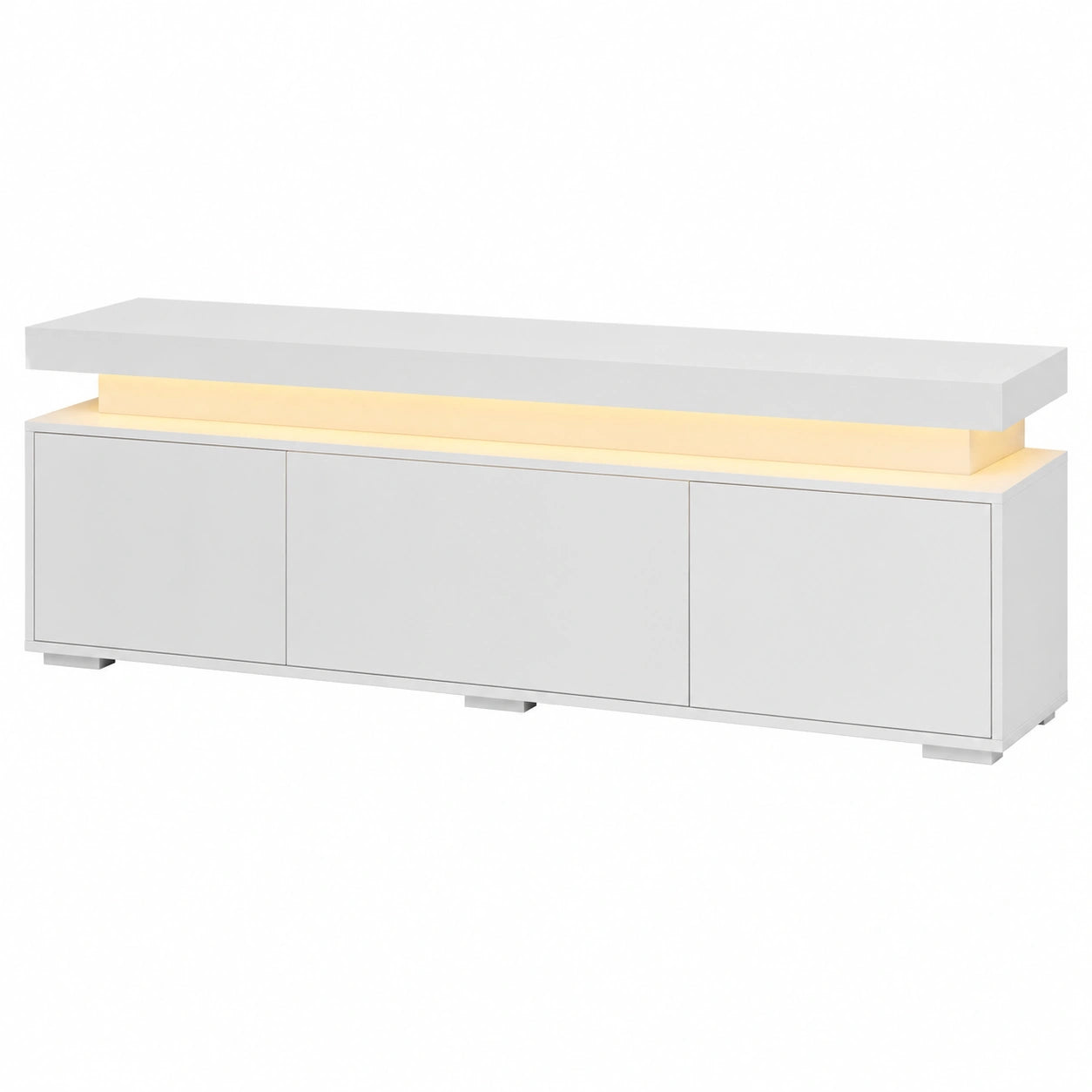Meuble TV Contemporain avec Éclairage LED, Rangement Compact pour Télévision