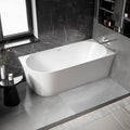 BERNSTEIN - Baignoire d'angle semi-îlot Blanc brillant design Acrylique + Bonde et trop plein, 200 L