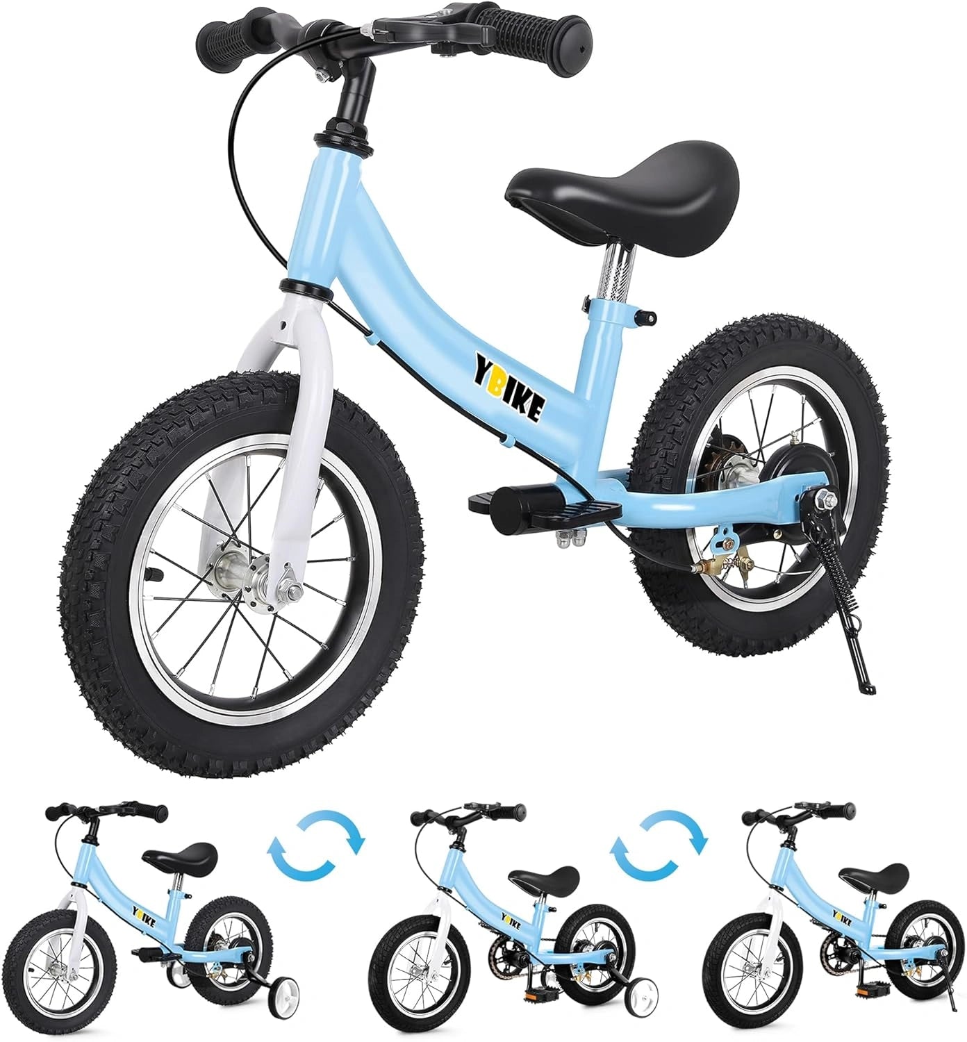 YBIKE 2 in 1 Draisienne, Convient Aux Enfants De 1 à 7 Ans, 12,14,16 Pouces avec Frein, Fonction Double Usage Velo Enfant, Théorie De L'entraînement