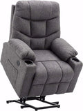 M MCombo Fauteuil TV avec Aide à la montée électrique, Gris), Fauteuil TV avec Fonction inclinable jusqu'à 140°, avec USB 7286 (Tissu