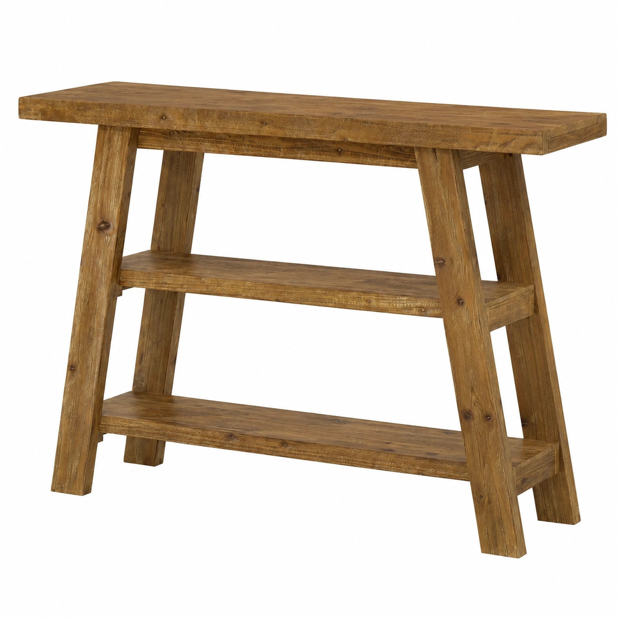 Table d'entrée rustique en bois avec étagères