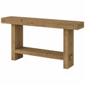 Console en Bois Massif, Table Étroite à 2 Niveaux pour Entrée et Couloir, Marron Rustique