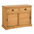 Buffet en bois massif avec tiroirs et portes coulissantes