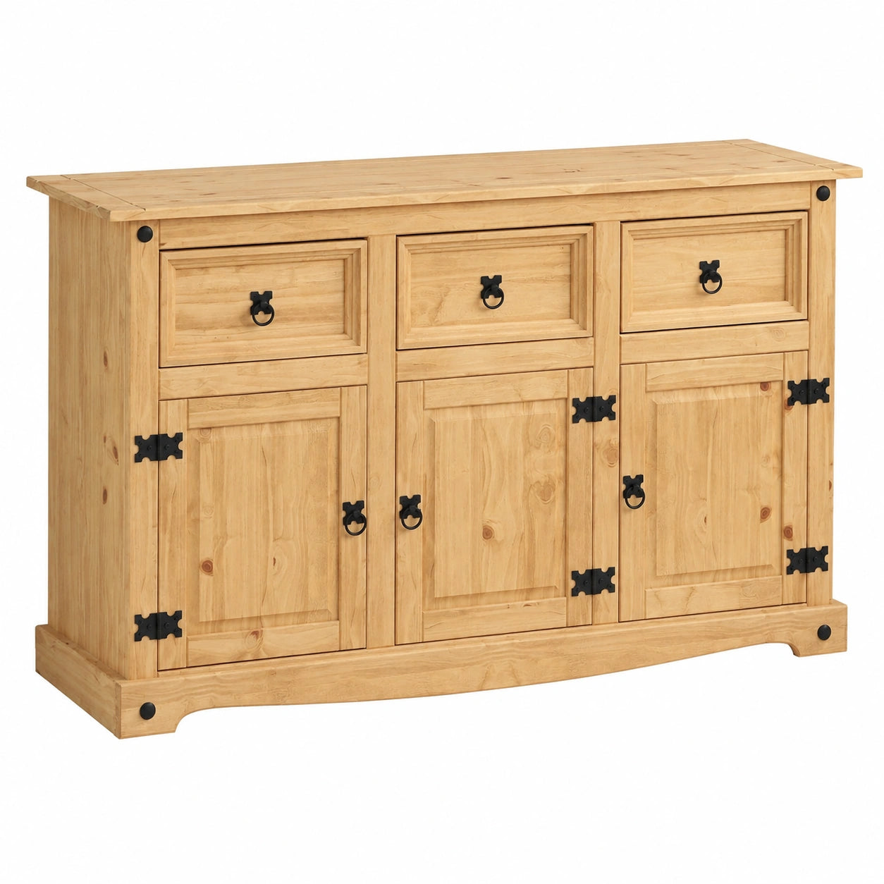 Buffet en pin massif avec portes et tiroirs pour intérieur