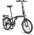 PACTO Vélo pliant Ten 20' avec système de pliage rapide (10 secondes), poids léger (16 kg), Shimano 6 vitesses, cadre en acier