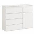 Commode moderne 5 tiroirs avec porte à fermeture douce et étagère réglable
