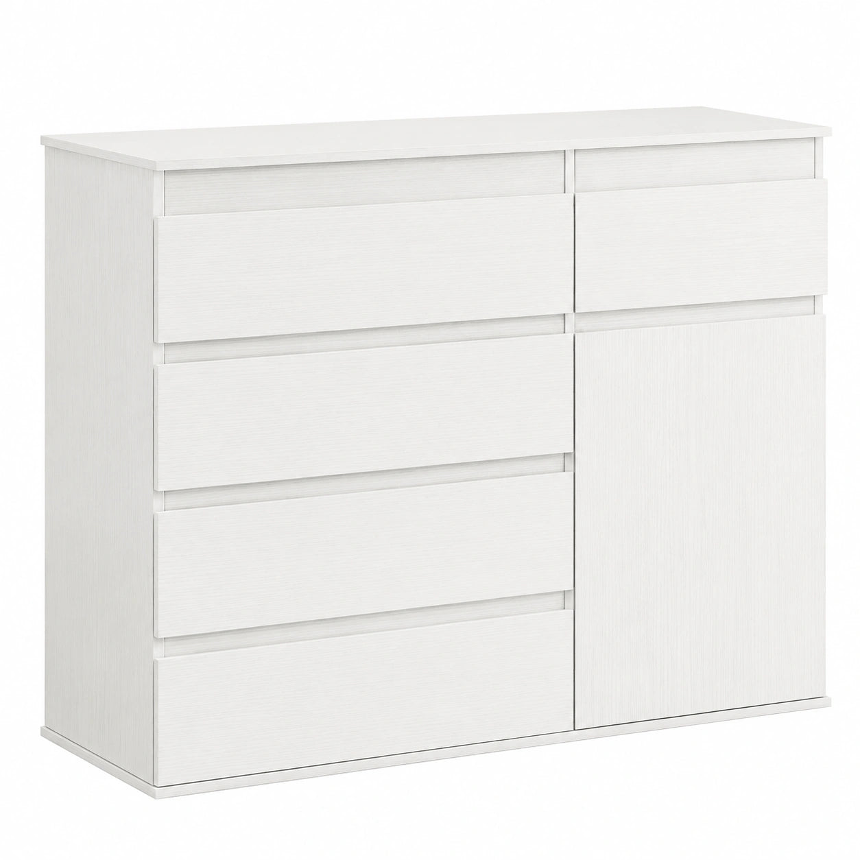 Commode moderne 5 tiroirs avec porte à fermeture douce et étagère réglable