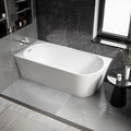 BERNSTEIN - Baignoire d'angle semi-îlot Blanc brillant design Acrylique + Bonde et trop plein, 215 L