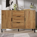 Merax Commode en chêne foncé Buffet en Bois avec 2 Portes et 3 tiroirs, 120 x 40 x 76 cm, Meuble de Rangement avec étagères réglables, Chambre, Bureau