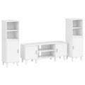 Ensemble de Salon 3 Pièces avec Meuble TV et Rangements Muraux, Grand Espace de Stockage, Blanc