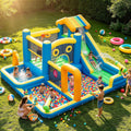 AONESY Château gonflable pour enfants avec toboggan aquatique, jets d'eau, football et panier de basket, soufflerie pour intérieur, escalade, saut